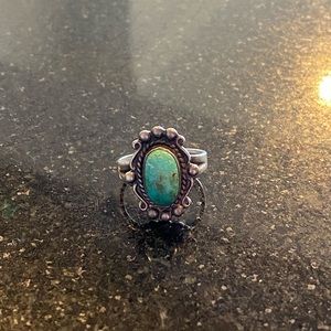 Vintage Turquoise Silver Ring Size 6